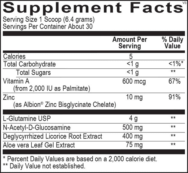 Supplement facts label with various nutrients and their amounts per serving